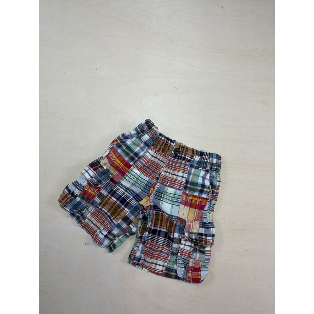 E-Land Vintage Toddler‎ Boys2T Patchwork Madras Plaid Cargo Short Multi Color